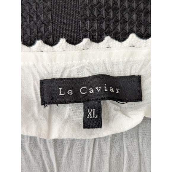 LE CAVIAR! PETIT-CROCHET CRINKLED CREAM "DIAMOND" BUTTON BLOUSE, TOP! SZ XL - Picture 5 of 7